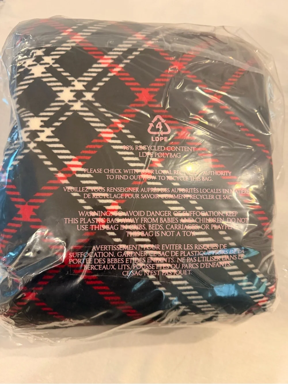 Victoria's Secret Black & Red Plaid Travel Blanket